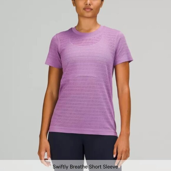 Lululemon Swiftly Breathe Wisteria Purple Short Sleeve Shirt Small 4 Activewear - Picture 1 of 9